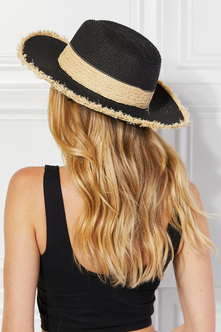 Justin Taylor Poolside Baby Straw Fedora Hat in Black - Super Amazing Store