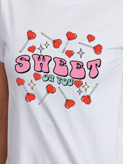 SWEET ON YOU Round Neck Short Sleeve T-Shirt Trendsi