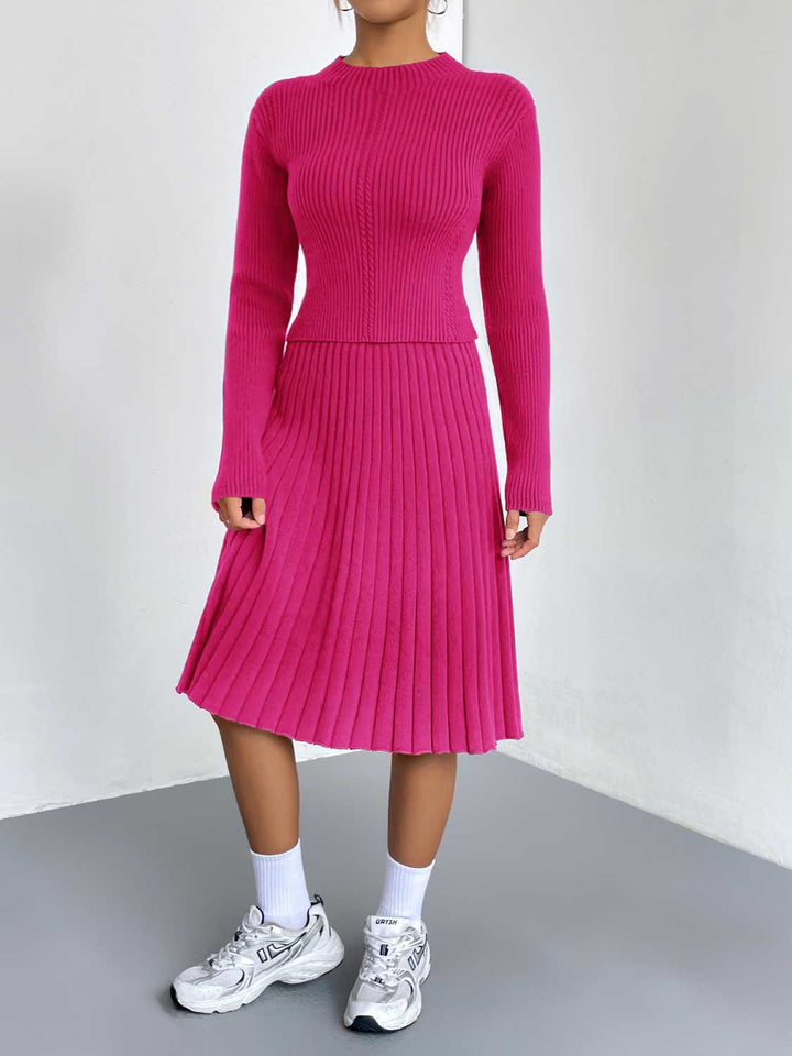 Rib-Knit Sweater and Skirt Set - Super Amazing Store