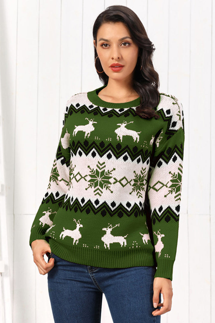 Reindeer Round Neck Sweater - Super Amazing Store