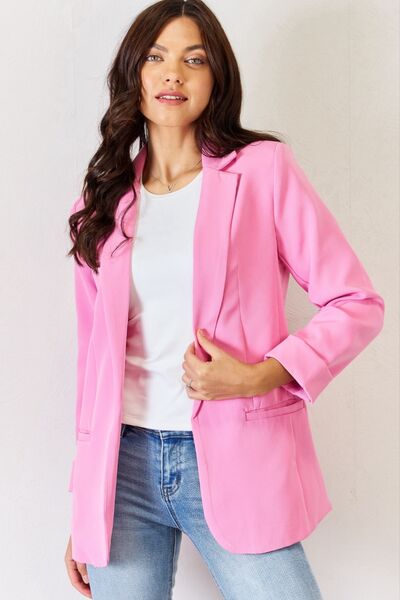 Zenana Open Front Long Sleeve Blazer Trendsi