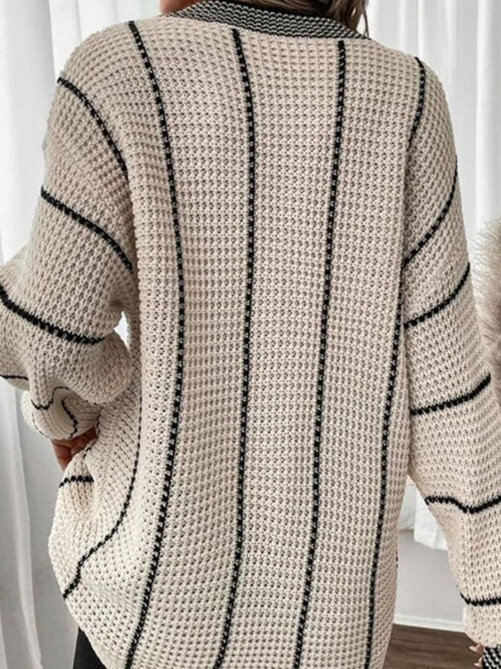 Striped V-Neck Sweater Trendsi