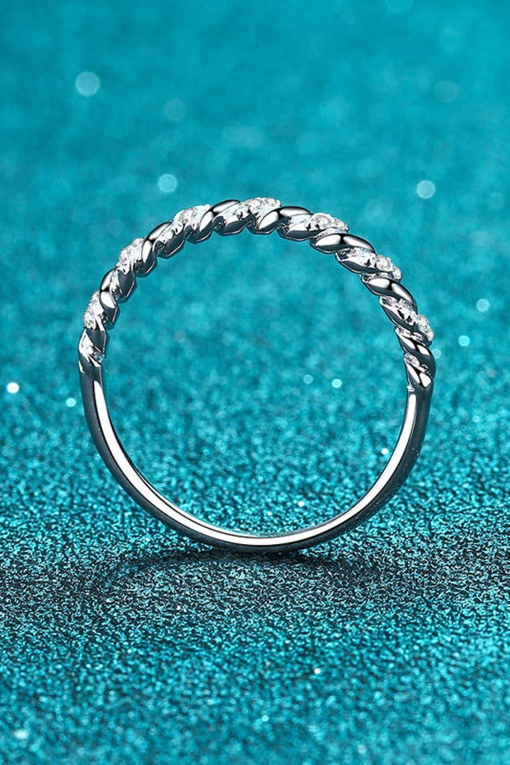 Moissanite Rhodium-Plated Half-Eternity Ring - Super Amazing Store