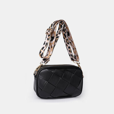 PU Leather Woven Crossbody Bag Trendsi