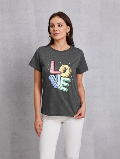 LOVE IS ALL YOU NEED Round Neck T-Shirt Trendsi