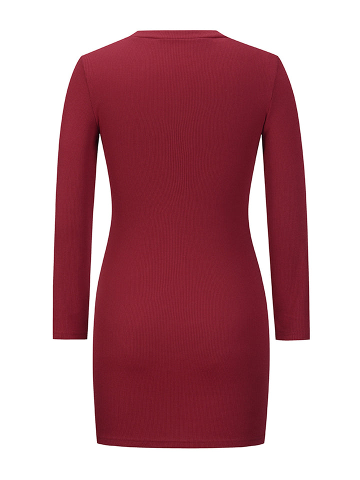 Long Sleeve Ribbed Sweater Dress Trendsi