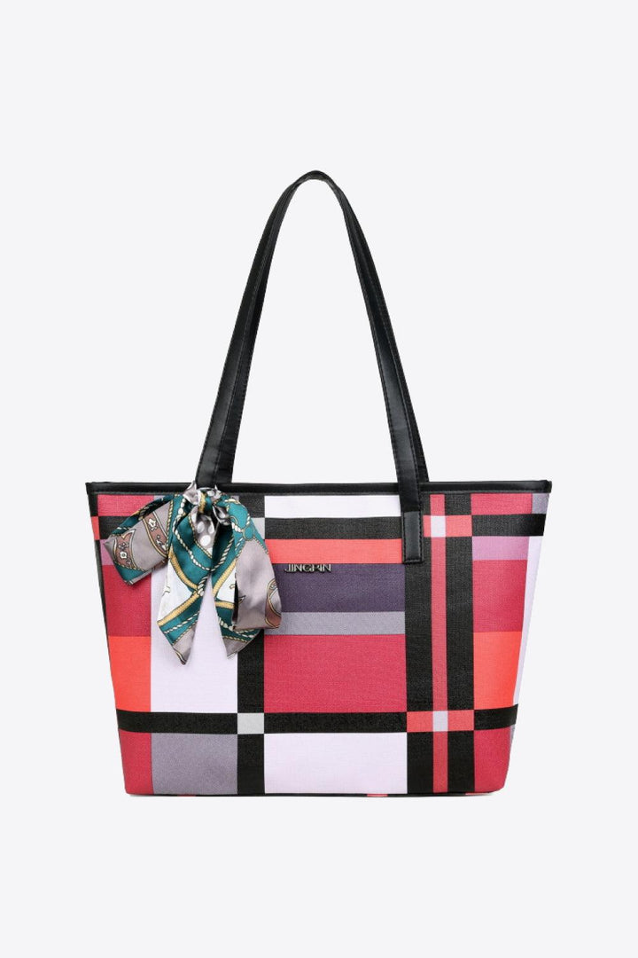 Baeful Color Block Tie Detail PU Leather Tote Bag - Super Amazing Store