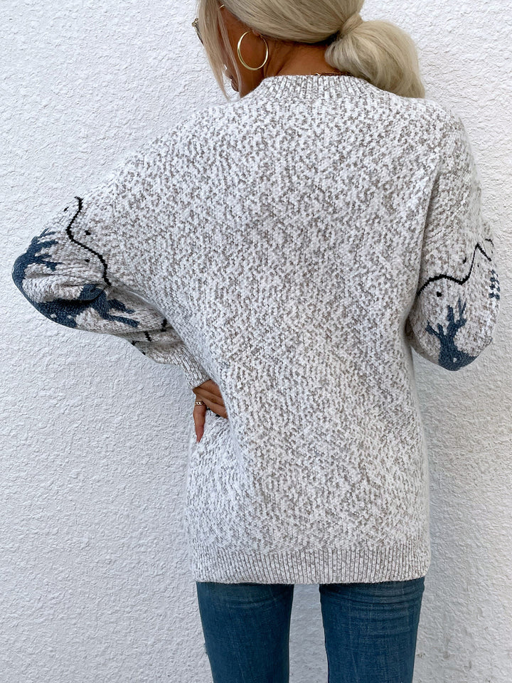 Reindeer Button Down Cardigan with Pockets - Super Amazing Store