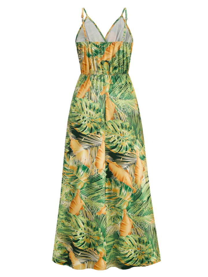 Printed Surplice Spaghetti Strap Dress Trendsi