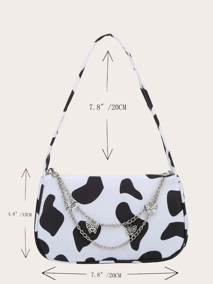 Cow Print Butterfly Charm Shoulder Bag - Super Amazing Store