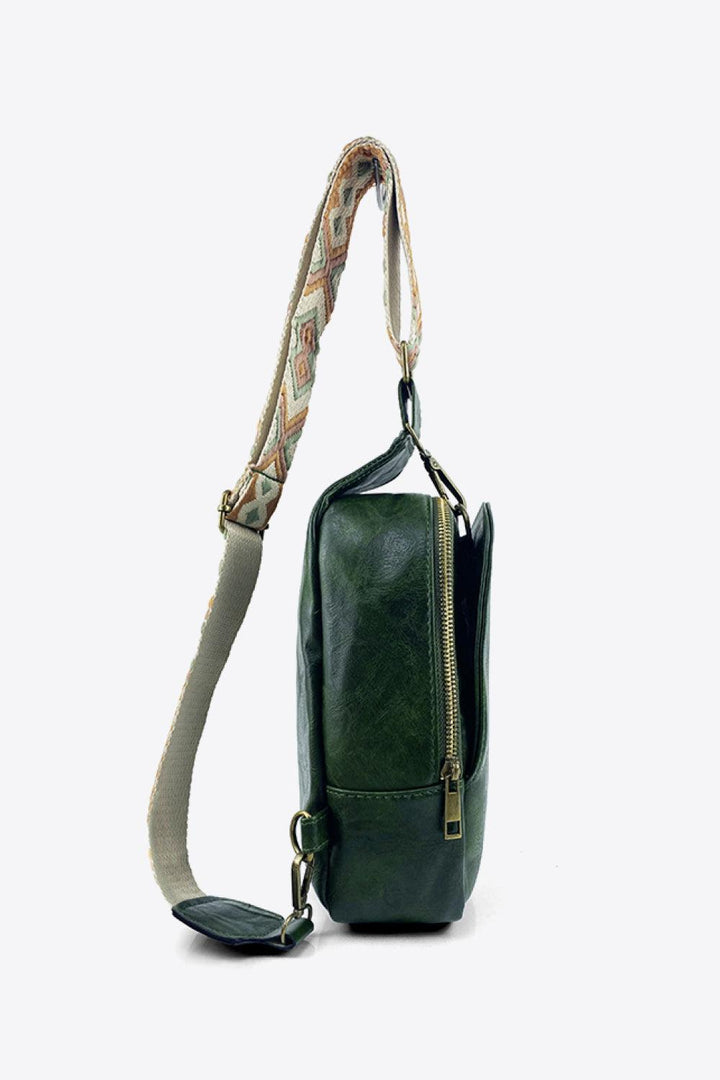 Random Pattern Adjustable Strap PU Leather Sling Bag - Super Amazing Store