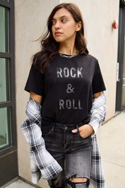 Simply Love Full Size ROCK & ROLL Short Sleeve T-Shirt Trendsi