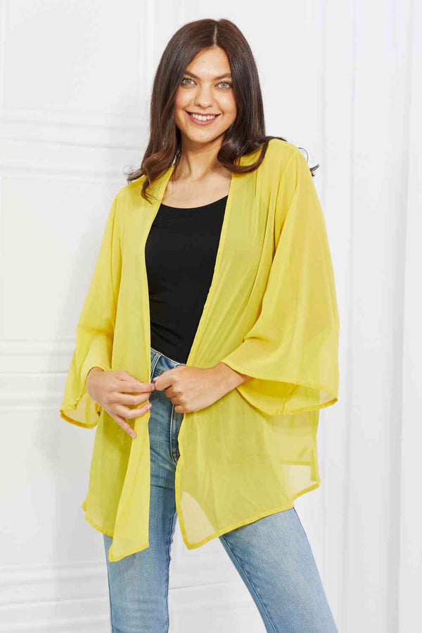 Melody Just Breathe Full Size Chiffon Kimono in Yellow Trendsi