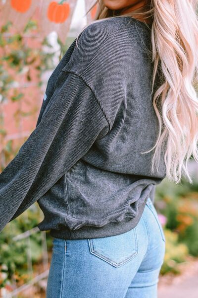 XOXO Round Neck Dropped Shoulder Sweatshirt Trendsi