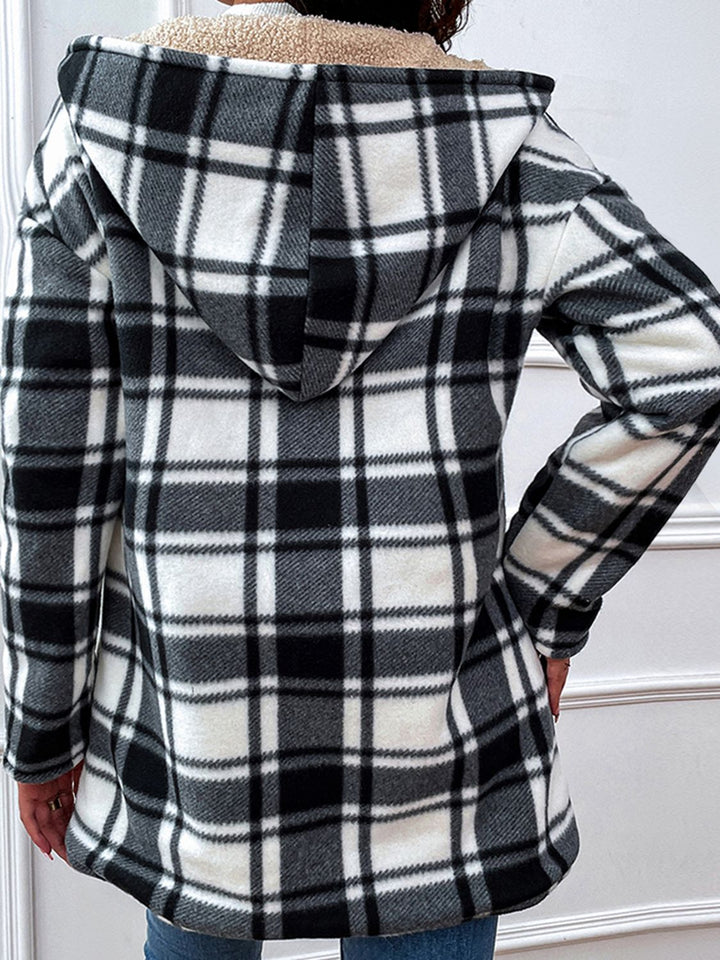 Plaid Hooded Longline Coat - Super Amazing Store