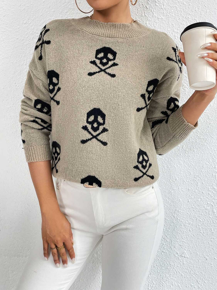 Patterned Drop Shoulder Sweater - Super Amazing Store