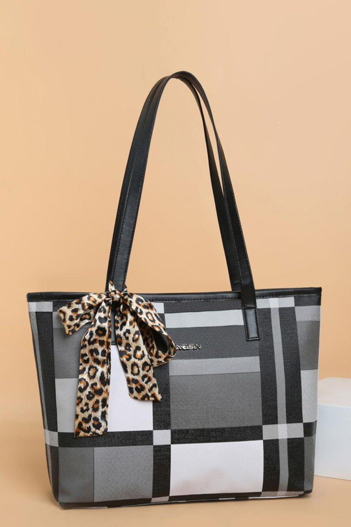 Baeful Color Block Tie Detail PU Leather Tote Bag - Super Amazing Store