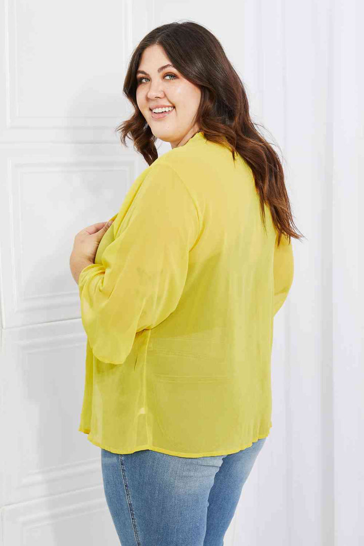 Melody Just Breathe Full Size Chiffon Kimono in Yellow Trendsi