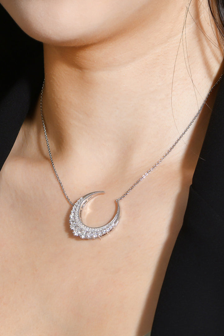 1.8 Carat Moissanite Crescent Moon Shape Pendant Necklace - Super Amazing Store