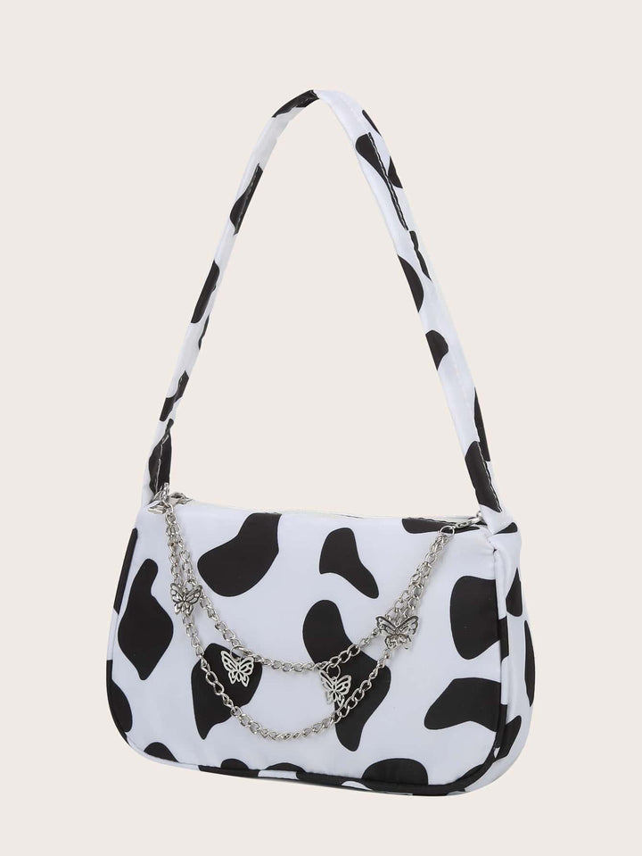 Cow Print Butterfly Charm Shoulder Bag - Super Amazing Store