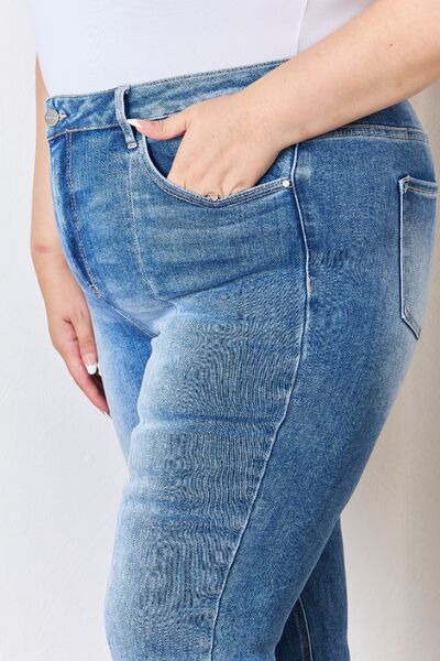 RISEN Full Size High Rise Ankle Flare Jeans Trendsi