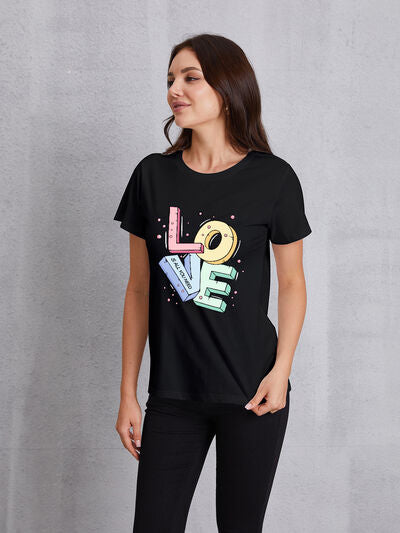 LOVE IS ALL YOU NEED Round Neck T-Shirt Trendsi