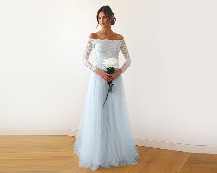 Curvy  Off-Shoulder Two Colors Wedding Dress #1134 - Super Amazing Store