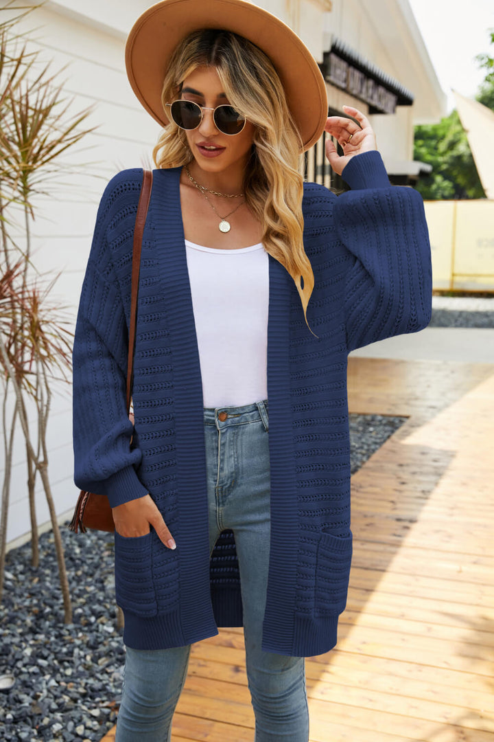 Open Front Dropped Shoulder Cardigan Trendsi