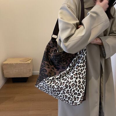 Leopard Contrast Adjustable Strap Shoulder Bag Trendsi