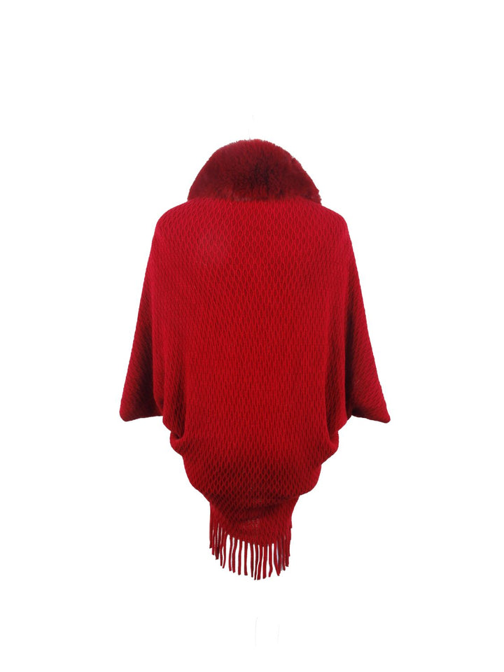 Open Front Fringe Hem Poncho - Super Amazing Store