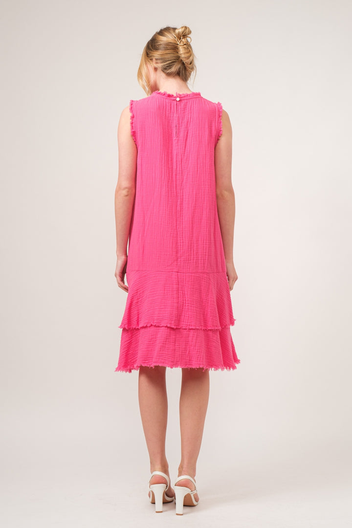 And The Why Washed Fringe Detail Tiered Dress Trendsi