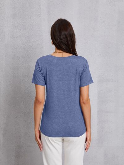 LOVE V-Neck Short Sleeve T-Shirt Trendsi