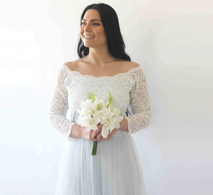 Curvy  Off-Shoulder Two Colors Wedding Dress #1134 - Super Amazing Store