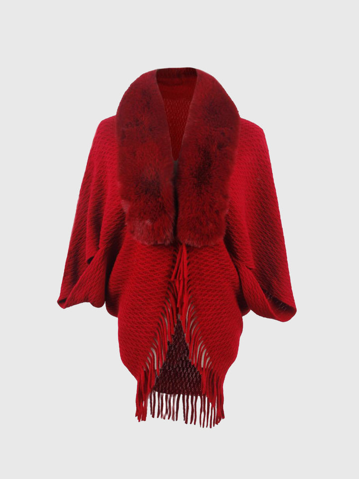 Open Front Fringe Hem Poncho - Super Amazing Store