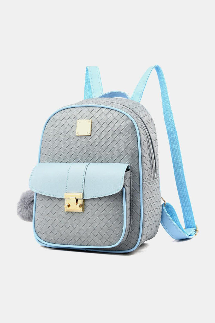 PU Leather Backpack with Pom-Pom Pendant - Super Amazing Store