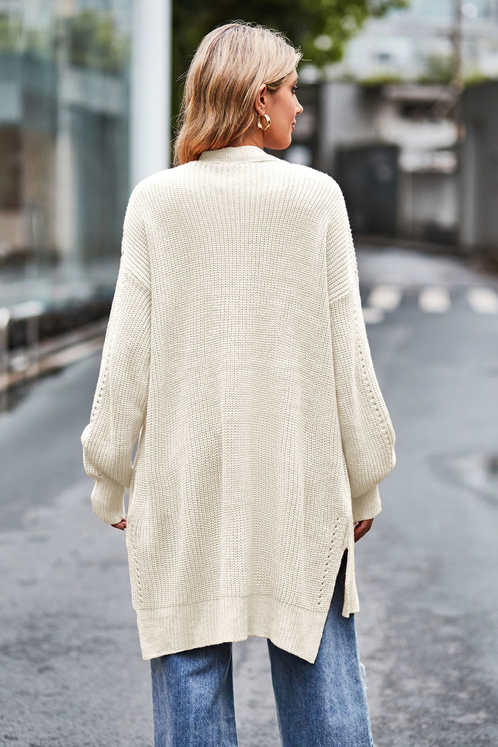 Open Front Dropped Shoulder Longline Cardigan - Super Amazing Store