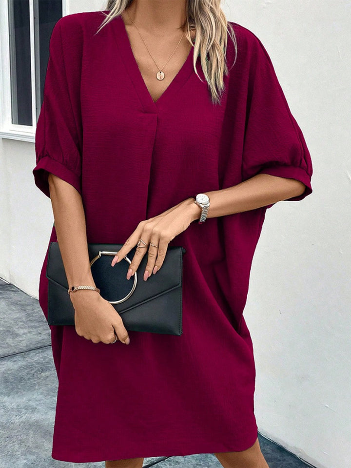 V-Neck Half Sleeve Dress Trendsi