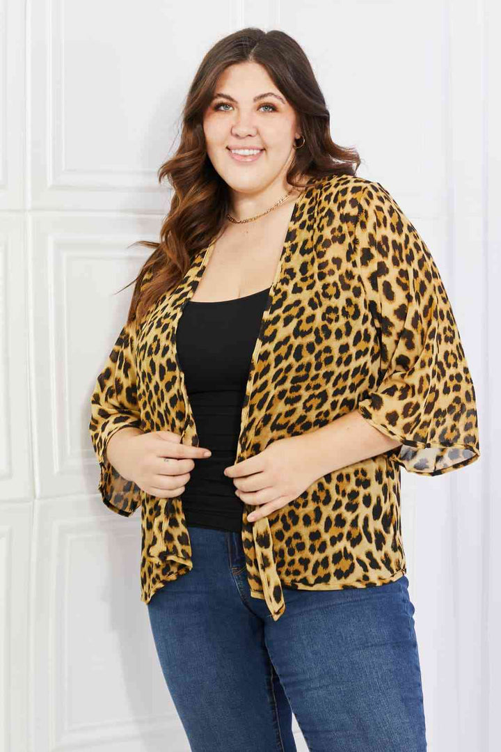 Melody Wild Muse Full Size Animal Print Kimono in Brown Trendsi