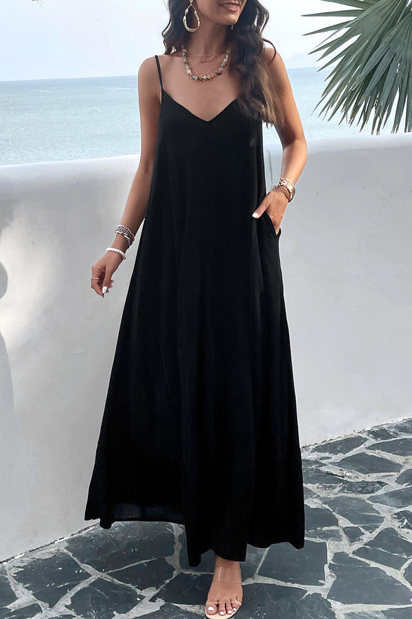 Backless Maxi Cami Dress with Pockets Trendsi