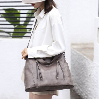 Textured PU Leather Tote Bag Trendsi