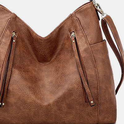 Textured PU Leather Tote Bag Trendsi