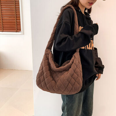 Corduroy Medium Shoulder Bag Trendsi