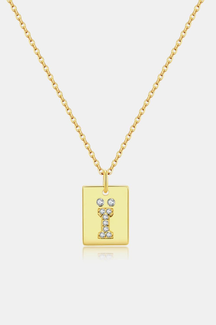 Inlaid Zircon Rectangle Pendant Necklace - Super Amazing Store