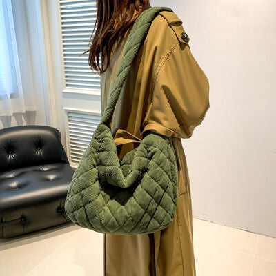 Corduroy Medium Shoulder Bag Trendsi