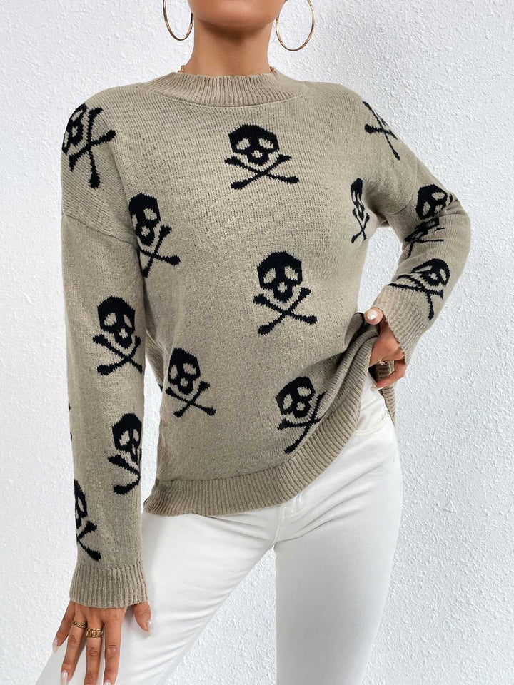 Patterned Drop Shoulder Sweater - Super Amazing Store