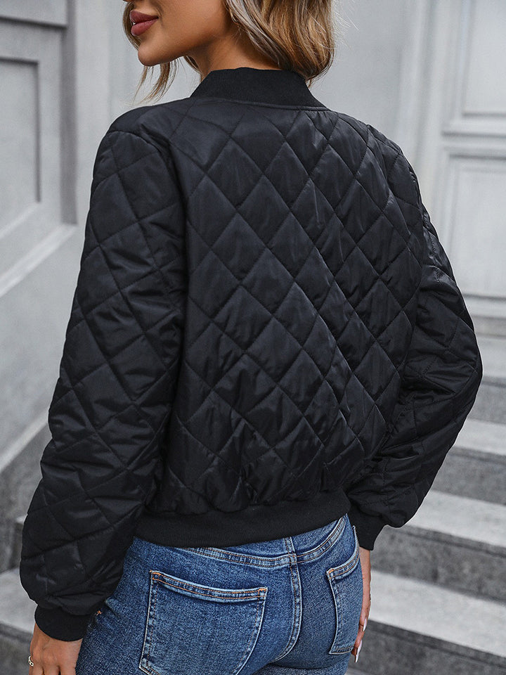 Zip-Up Winter Coat with Pockets Trendsi