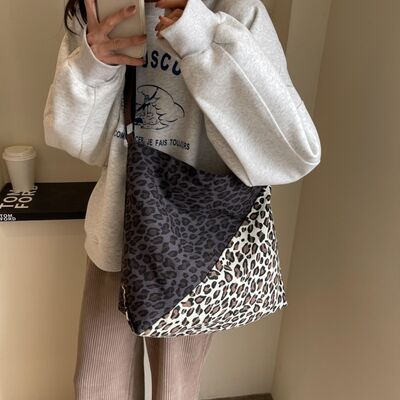 Leopard Contrast Adjustable Strap Shoulder Bag Trendsi