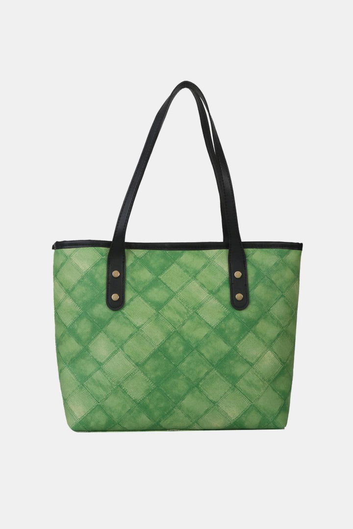 Plaid PU Leather Tote Bag - Super Amazing Store