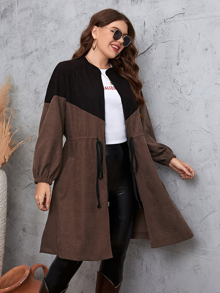 Two-Tone Dropped Shoulder Trench Coat - Super Amazing Store