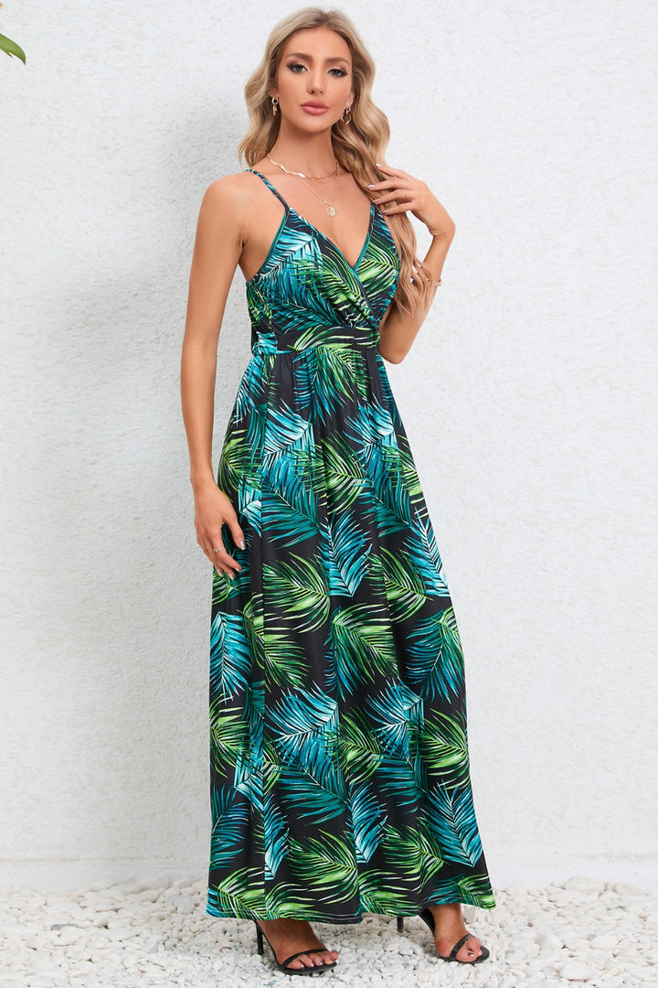 Printed Surplice Maxi Cami Dress Trendsi